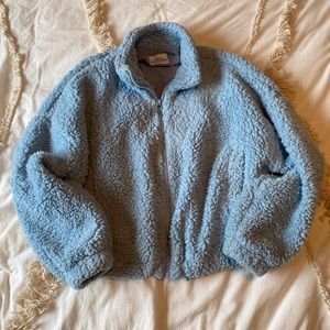 Urban Outfitters baby blue teddy coat